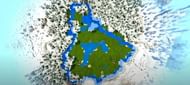 A small warm biome in the middle of a snowy and cold biome in Minecraft. (Image via Minecraft & Chill/YouTube